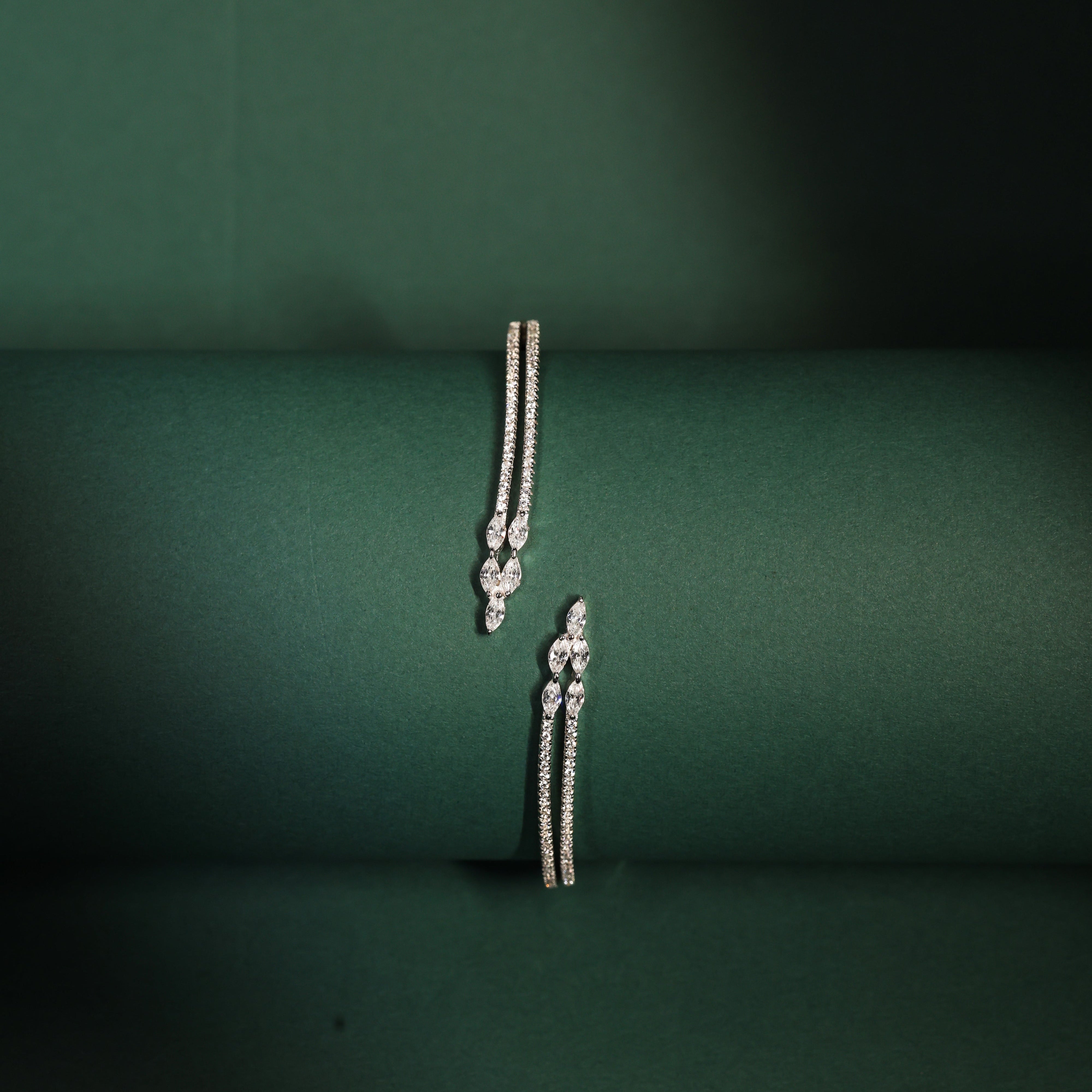 Subtle Stride Crossover Sterling Silver Bracelet