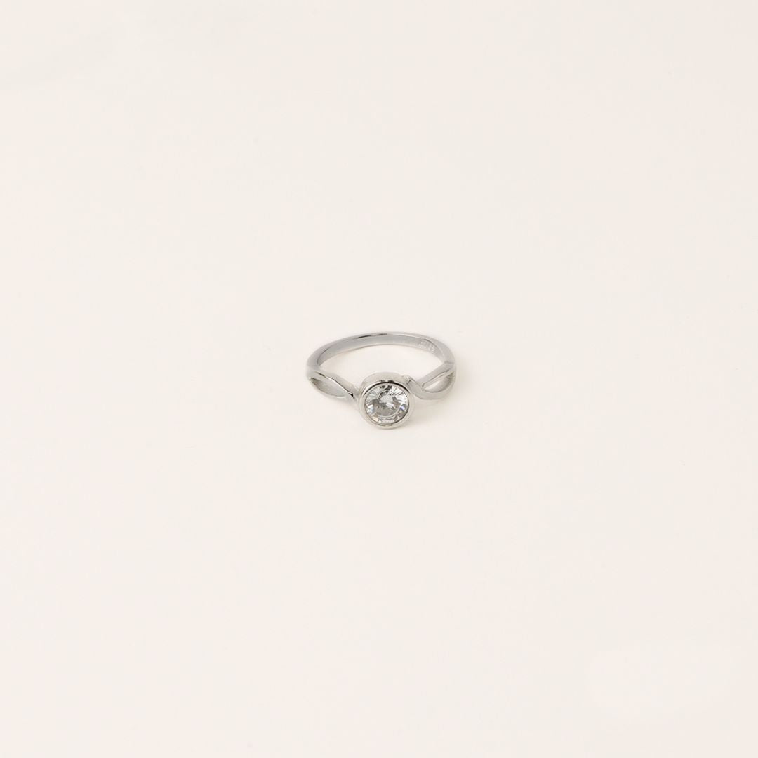 Silver Luna Glow Bezel Ring