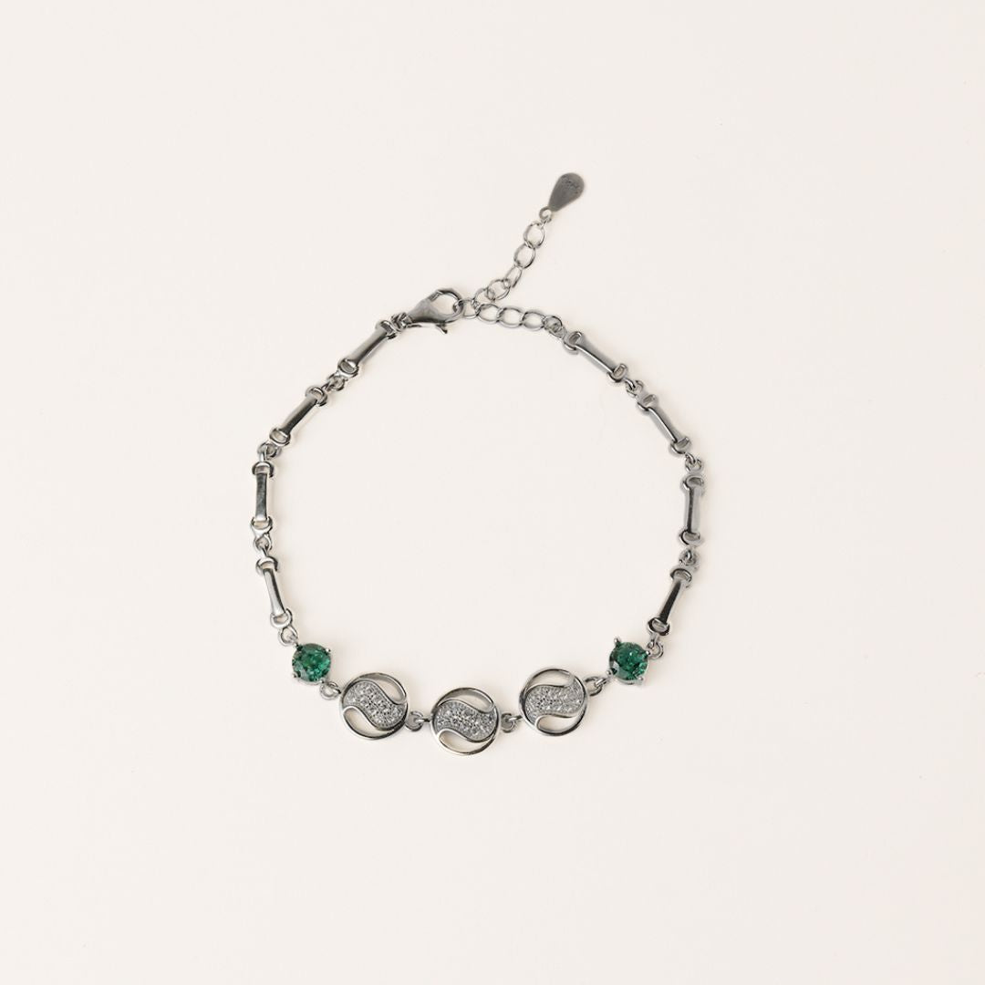Emerald Whispers Sterling Silver Bracelet